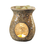 Large Crackle Mosaic Wax - Oil Warmer Silver (1) 14cm