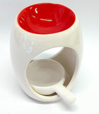 Oval Ceramic Wax Melter With White Ceramic Tealight Spoon